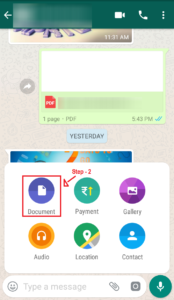 How to send HD photo in Whatsapp Step - 2