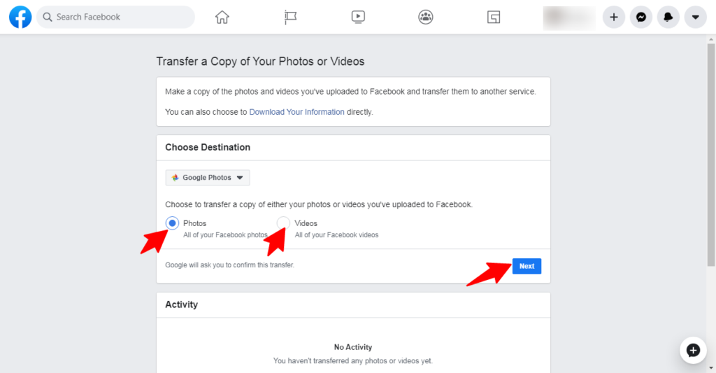 Facebook announcement: how to transfer Facebook photos and videos to Google Photos